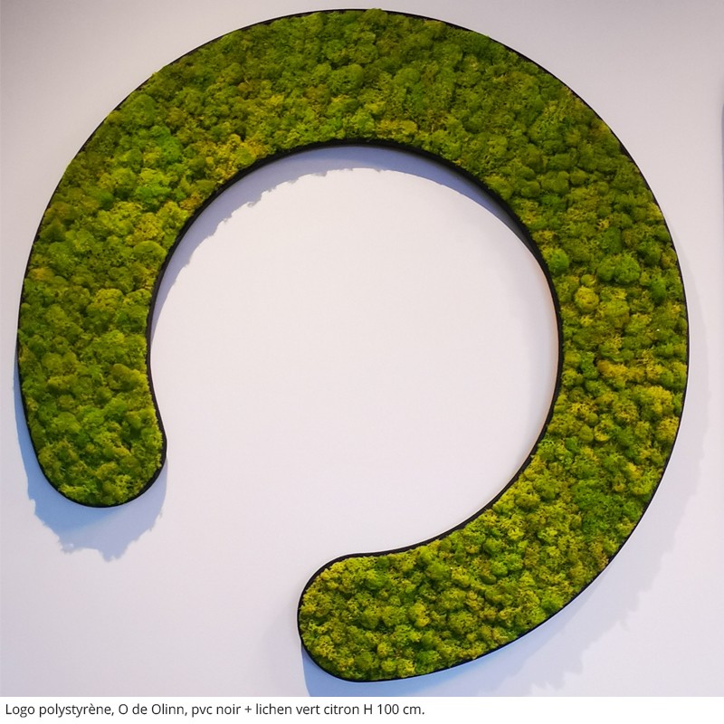 O  de OLINN LOGO VEGETALE LICHEN VERT CITRON PVC NOIR