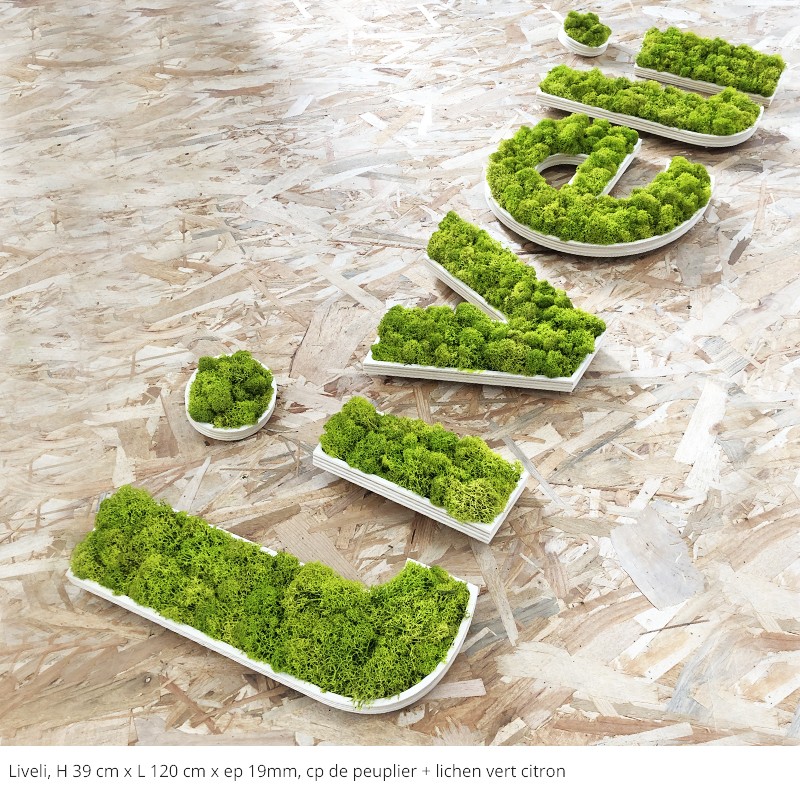 Liveli, logo cp de peuplier + lichen vert citron