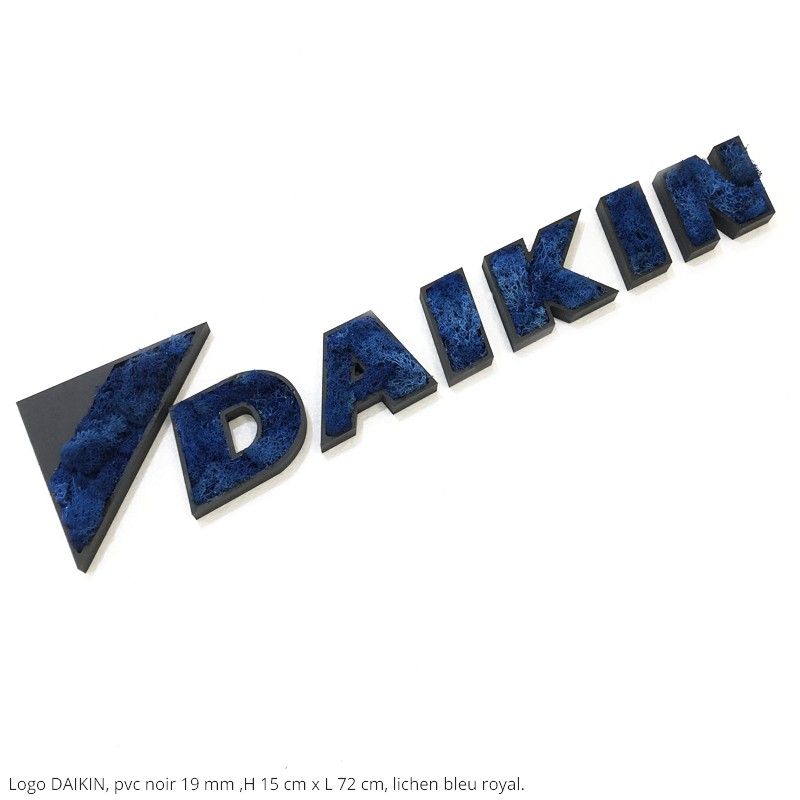 DAIKIN , LOGO VEGETAL PVC NOIR 19 MM + LICHEN BLEU ROYAL