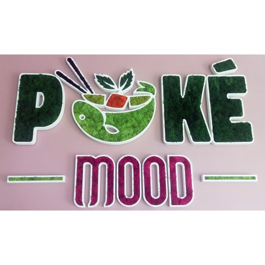 Logo végétal restaurant Poke Mood lichen coloré