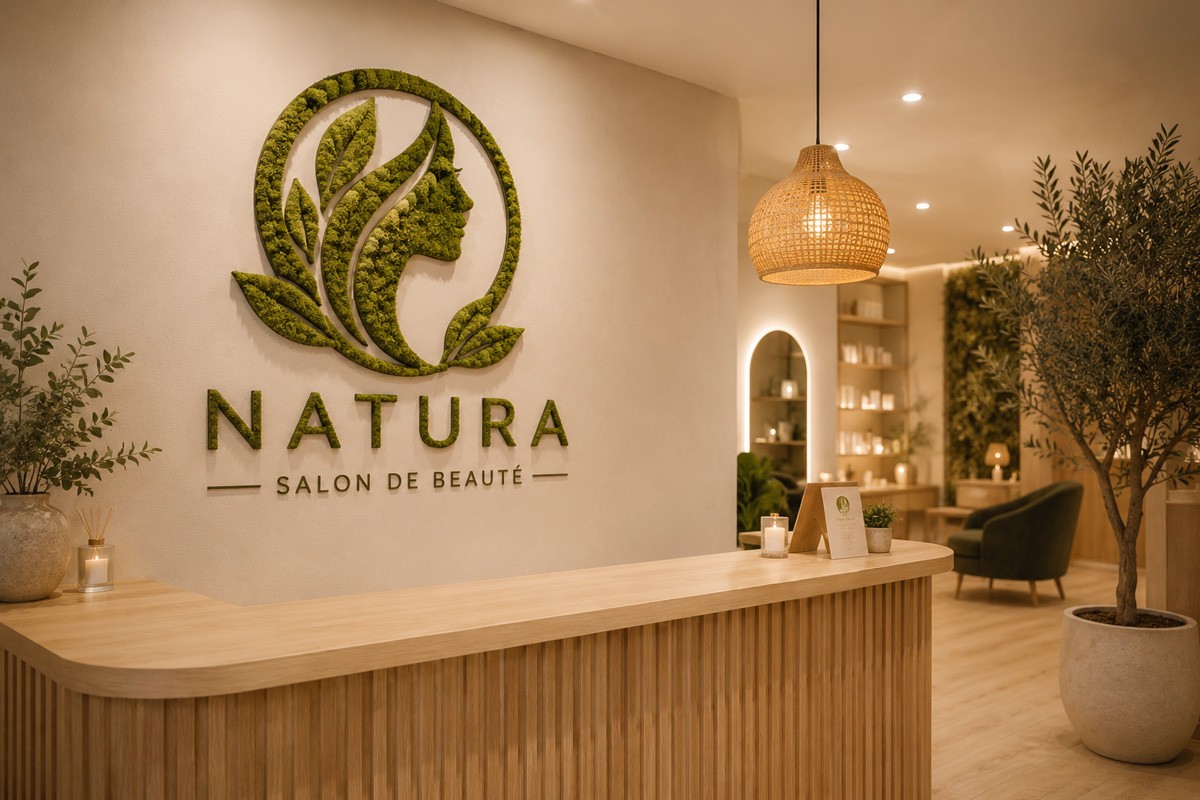 Enseigne végétale pour spa ou institut de beauté : une signature naturelle pour une ambiance apaisante