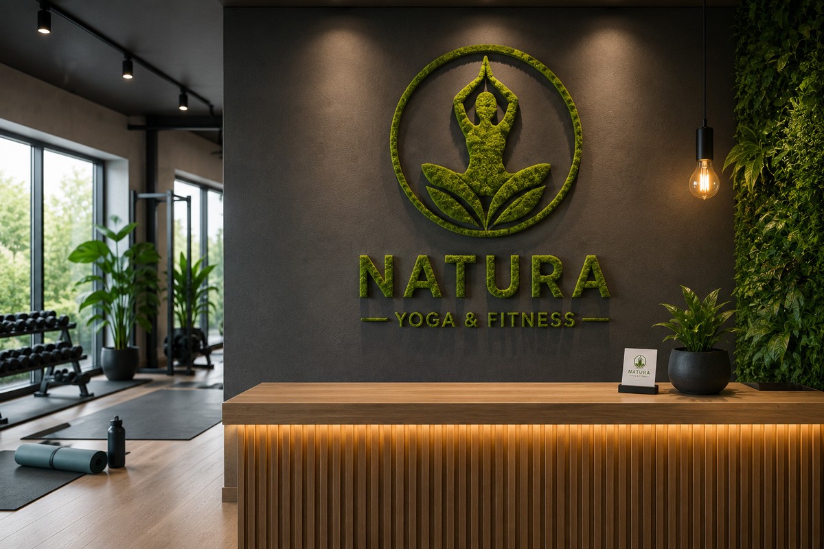 Enseigne végétale pour salle de sport ou studio de yoga : une identité forte et naturelle